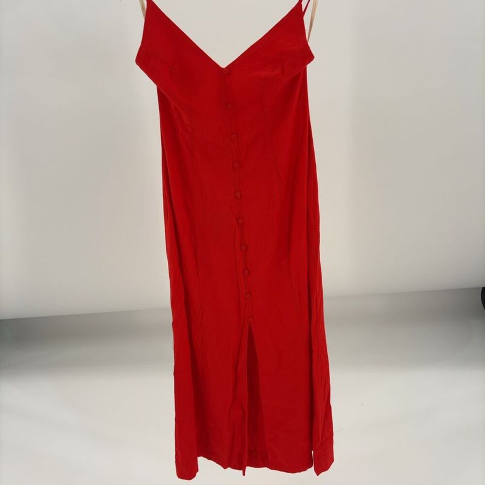 FARM Rio Red Spaghetti Strap Button-Front Maxi Dress